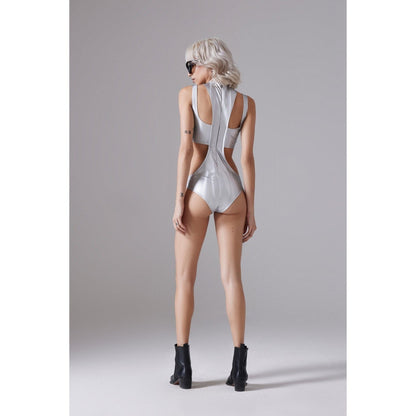 CILVR Women's Silver Lunar Circle Stride Sleeveless Bodysuit