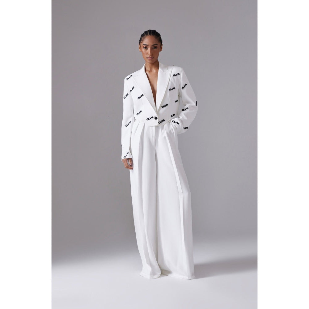 CILVR Women's White Insignia Blazer with Pant (Set of 2)