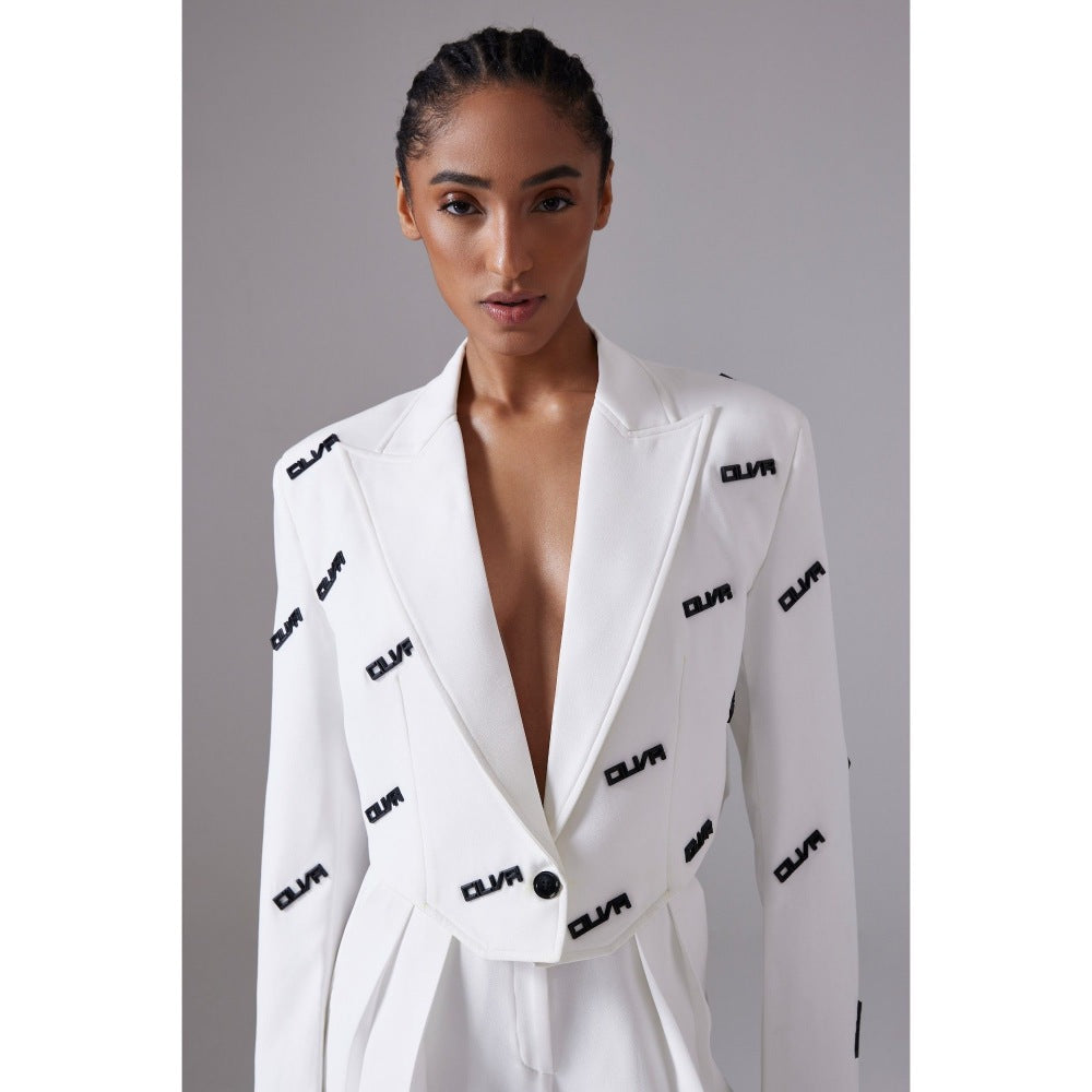 CILVR Women's White Insignia Blazer with Pant (Set of 2)
