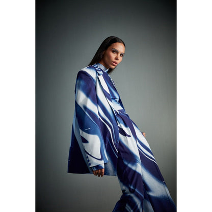 CILVR Women's Blue Sublimation Print Co-Ord (Set of 2)