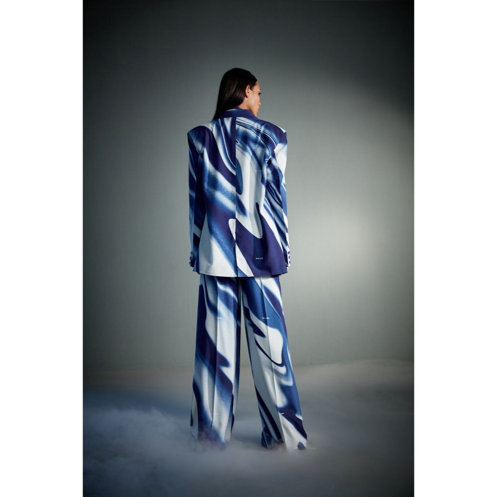 CILVR Women's Blue Sublimation Print Co-Ord (Set of 2)