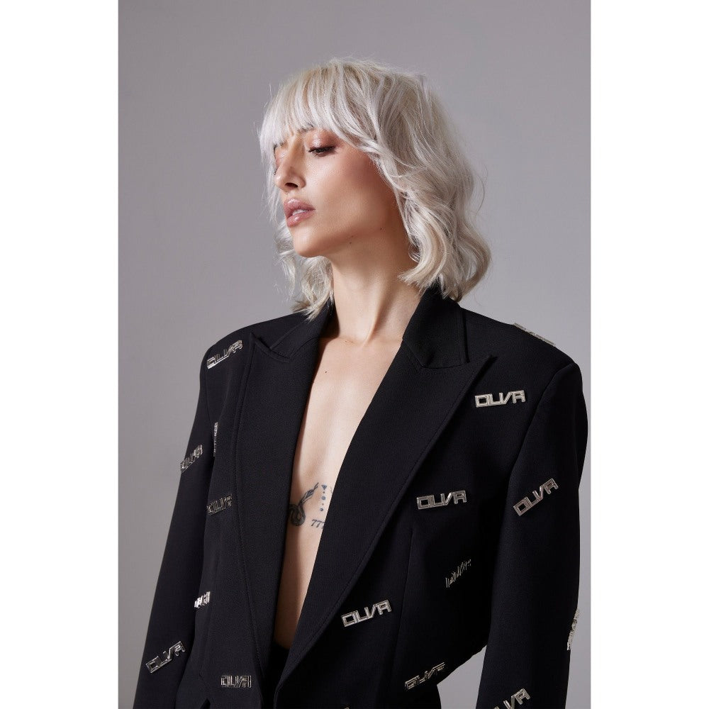 CILVR Women's Black Insignia Blazer with Pant (Set of 2)