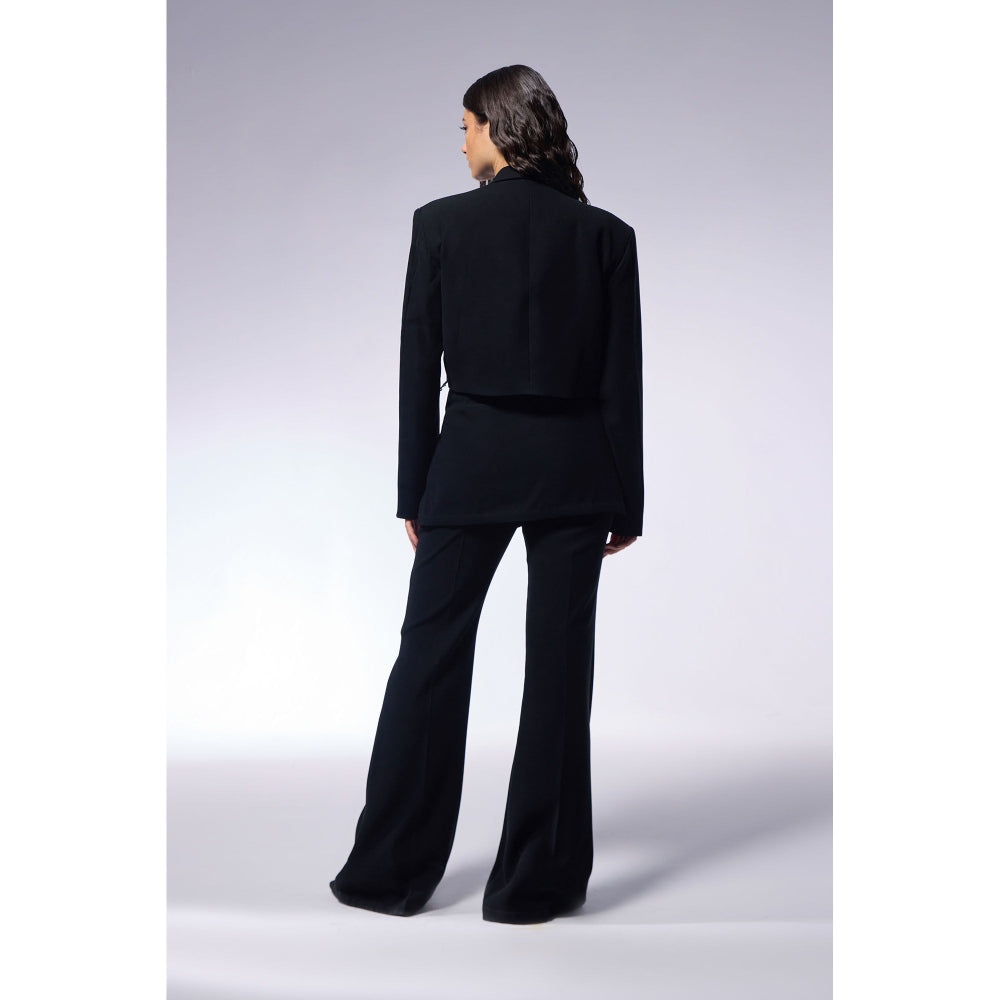 CILVR Black Midnight Septum Cropped Blazer