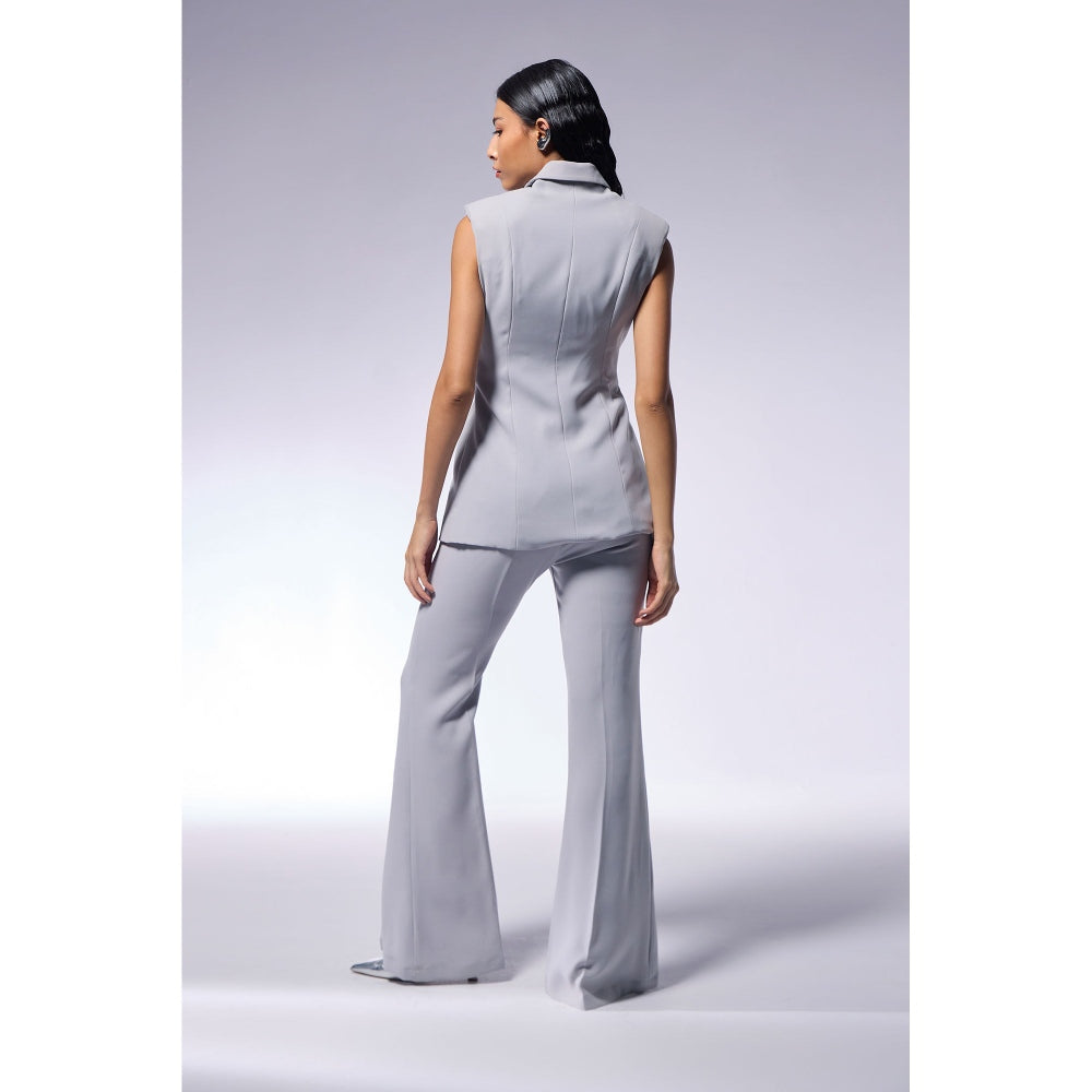 CILVR Grey Metal Septum Sleeveless Blazer