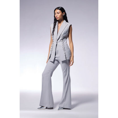 CILVR Grey Metal Septum Sleeveless Blazer