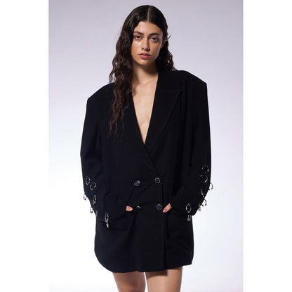 CILVR Black Septum Full Sleeve Blazer
