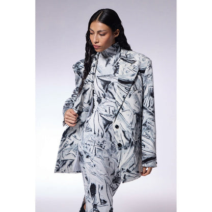 CILVR Black Crushed Paper Print Blazer