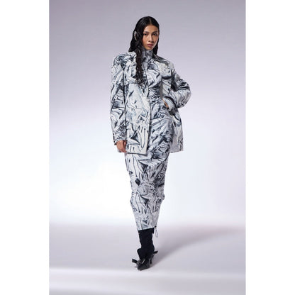 CILVR Black Crushed Paper Print Blazer