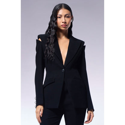 CILVR Black Metal Spine Tailored Blazer