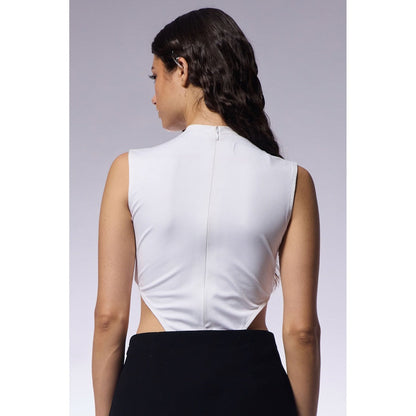 CILVR White Pierced Edge Bodysuit