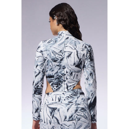 CILVR Black Crushed Paper Illusion Bodysuit