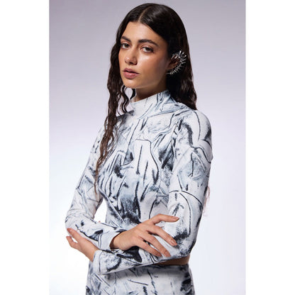 CILVR Black Crushed Paper Illusion Bodysuit