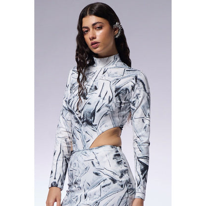 CILVR Black Crushed Paper Illusion Bodysuit