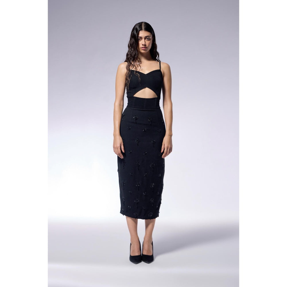 CILVR Midnight Corset Embroidered Dress