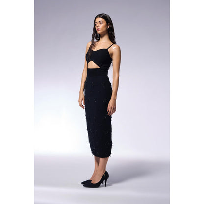 CILVR Midnight Corset Embroidered Dress