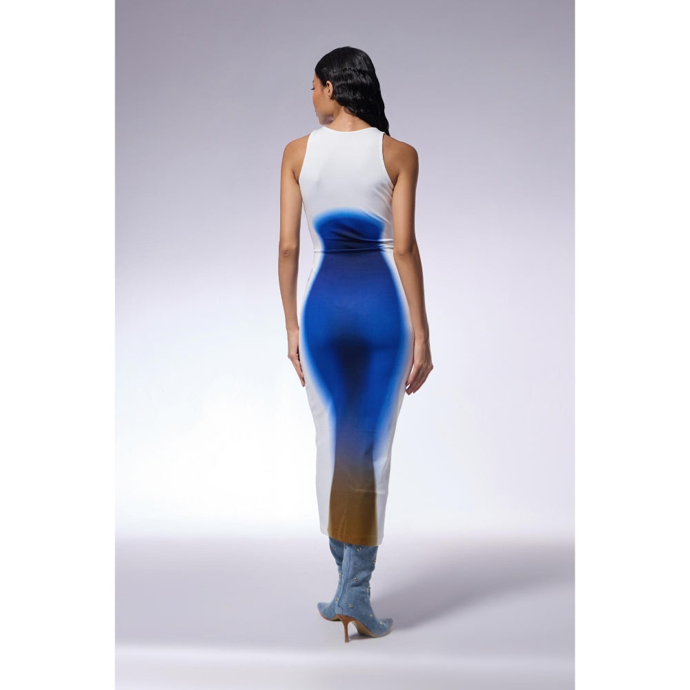 CILVR Gradient Trompe O'Neil Colorblock Maxi Dress