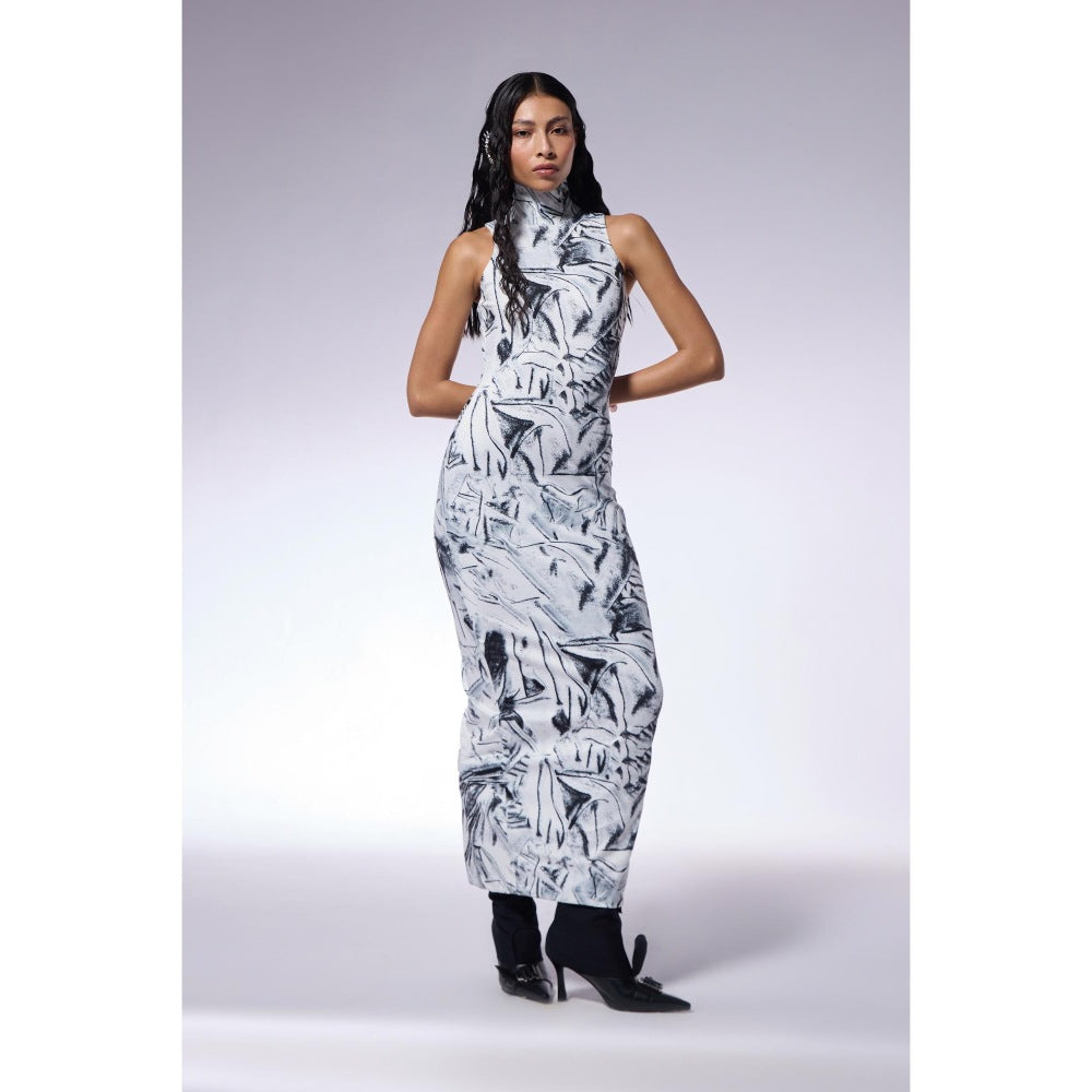 CILVR Crushed Paper Maxi Dress
