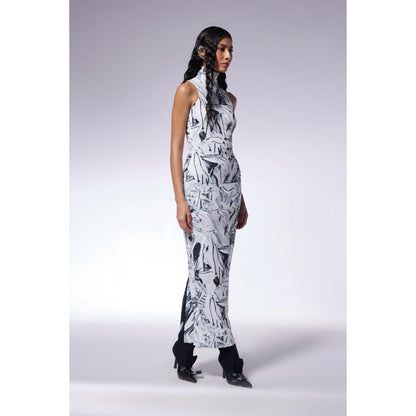 CILVR Crushed Paper Maxi Dress