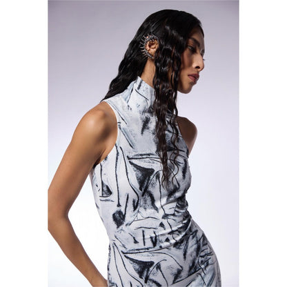 CILVR Crushed Paper Maxi Dress