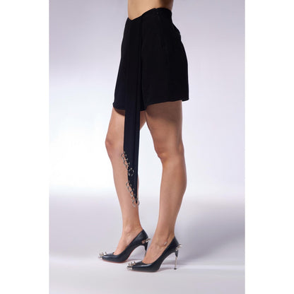 CILVR Midnight Black Solid Top and Skirt (Set of 2)
