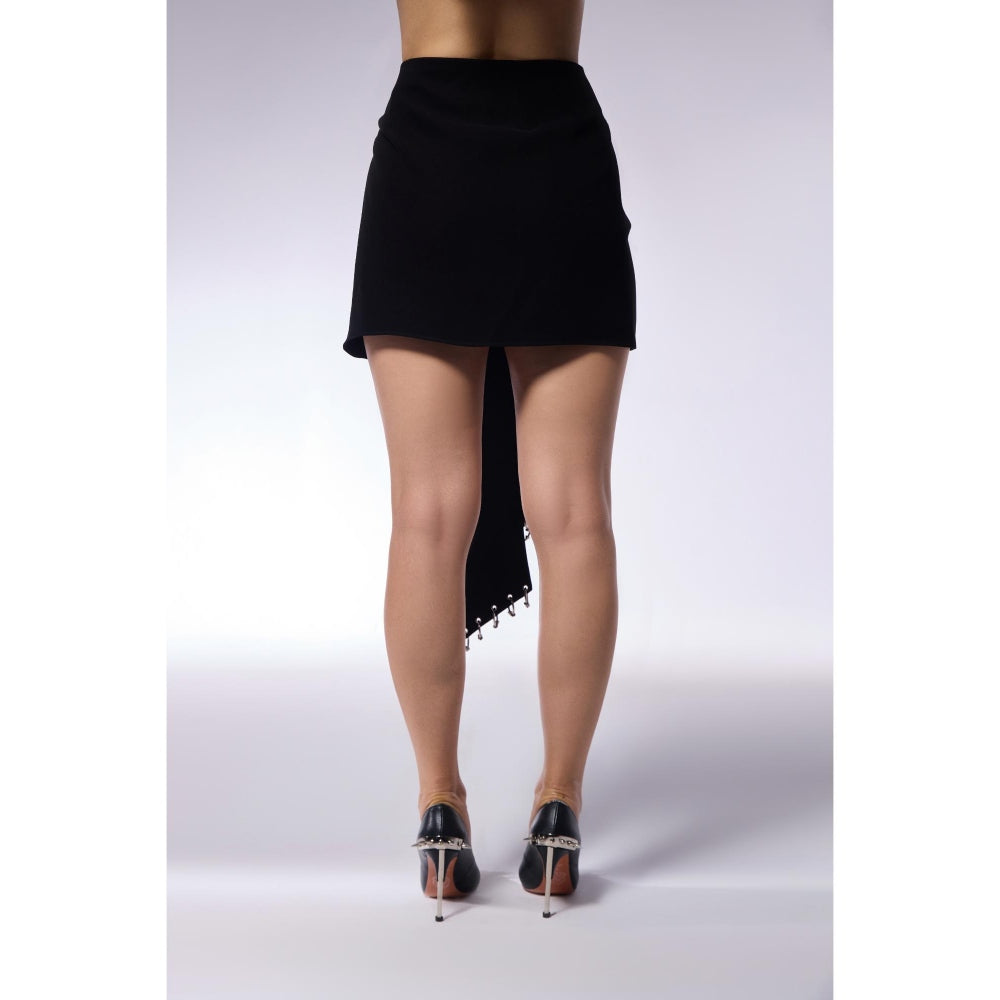 CILVR Midnight Black Solid Top and Skirt (Set of 2)