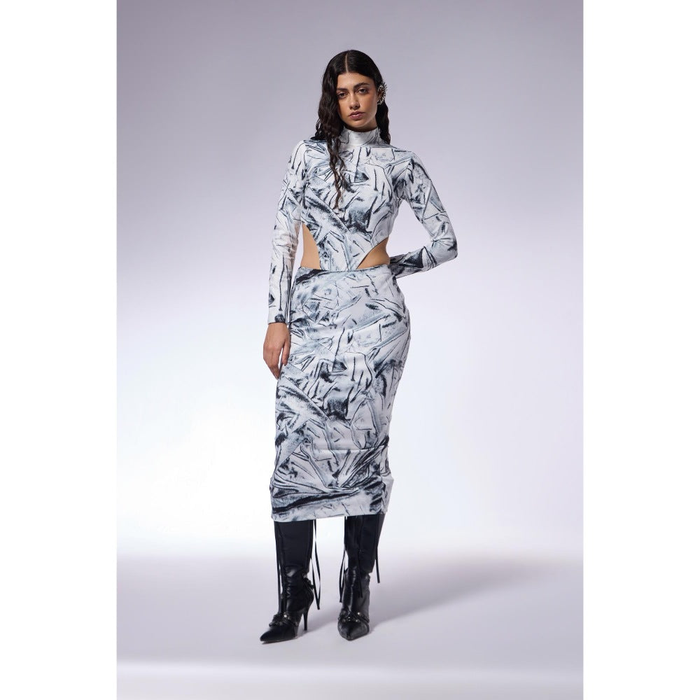 CILVR Crushed Paper Illusion Top and Skirt (Set of 2)