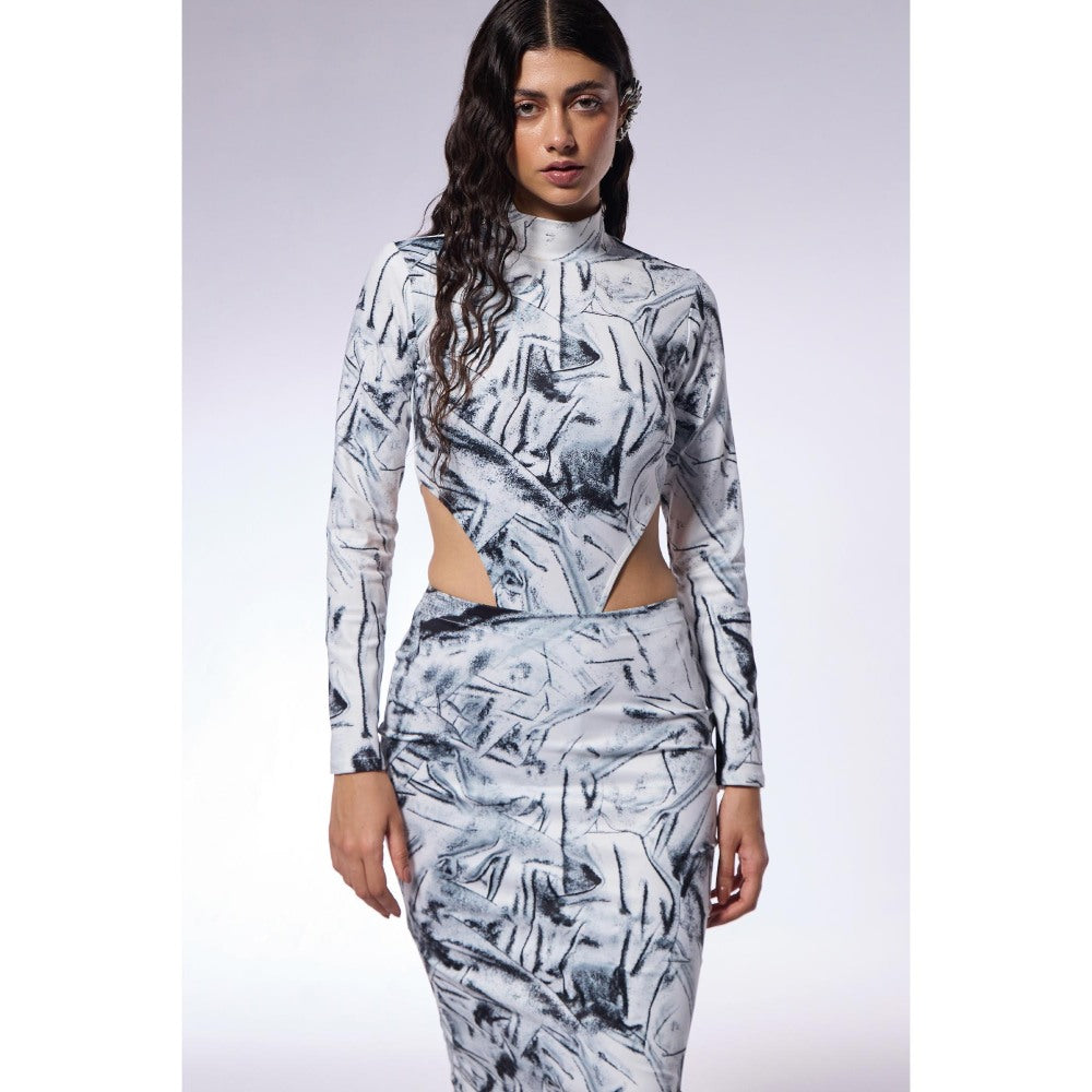 CILVR Crushed Paper Illusion Top and Skirt (Set of 2)