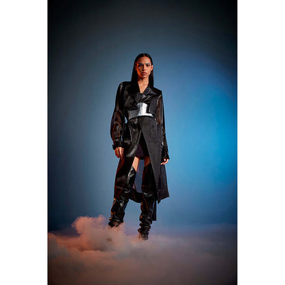 CILVR Black Organza Trench Coat
