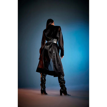 CILVR Black Organza Trench Coat