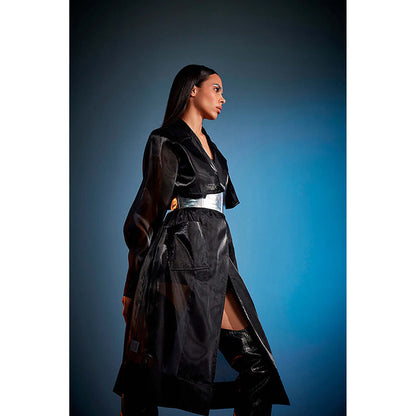 CILVR Black Organza Trench Coat