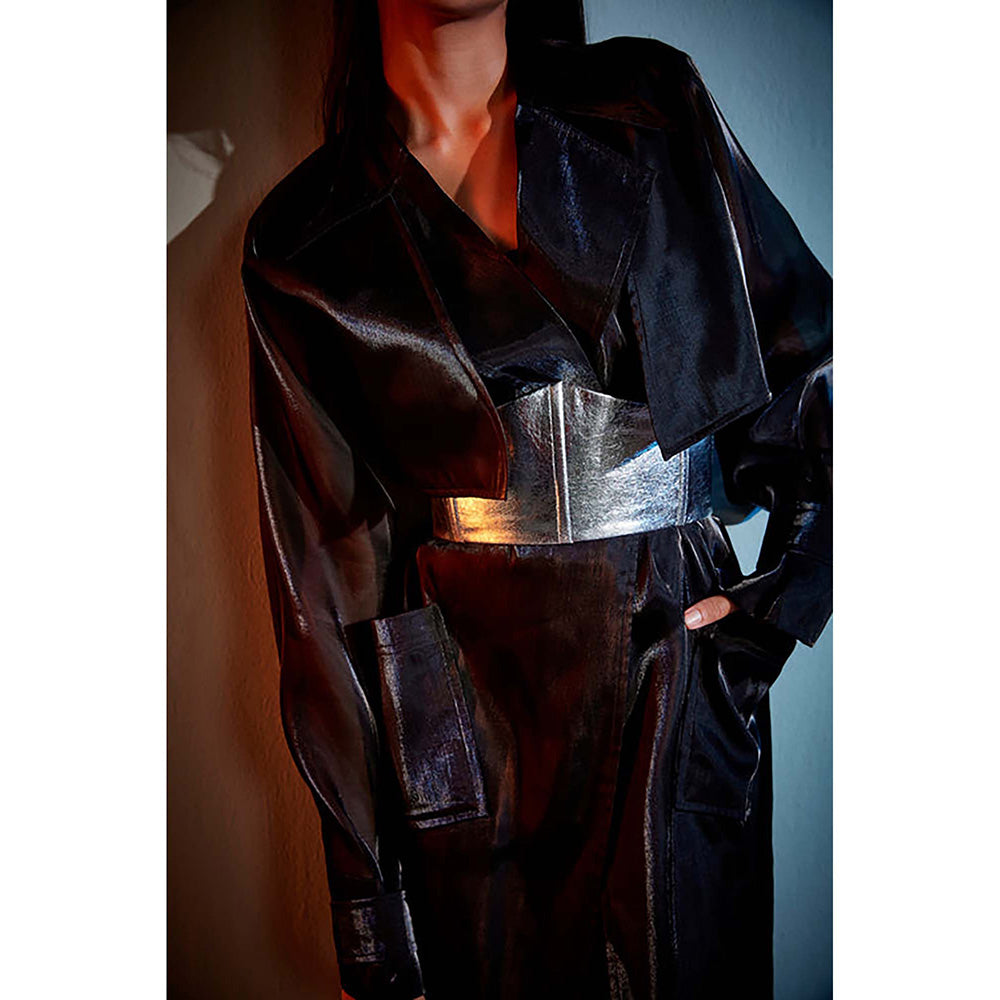 CILVR Black Organza Trench Coat