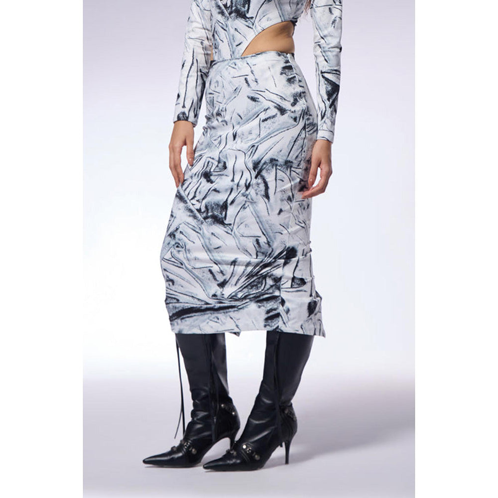CILVR Crushed Paper White Illusion Skirt