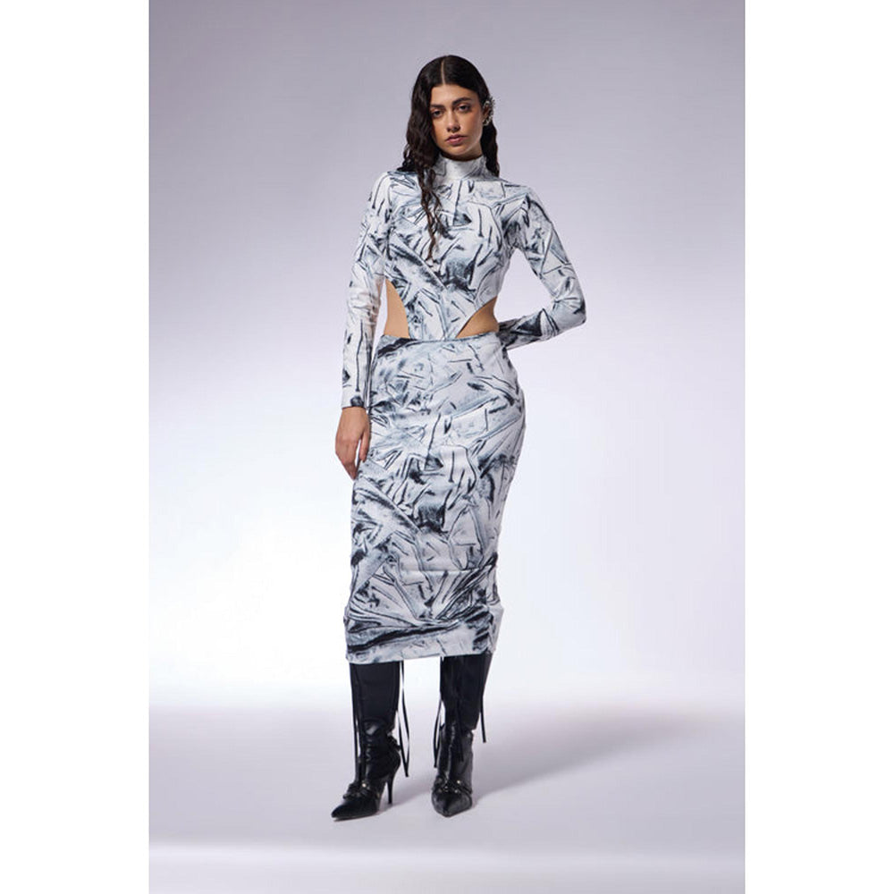 CILVR Crushed Paper White Illusion Skirt