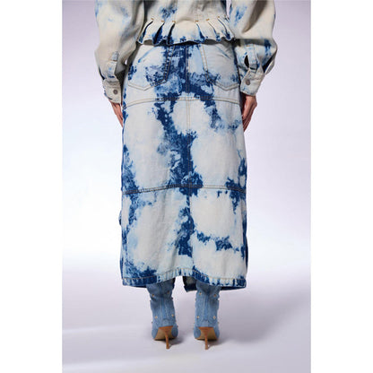 CILVR Iced Wash Denim Blue Cargo Skirt