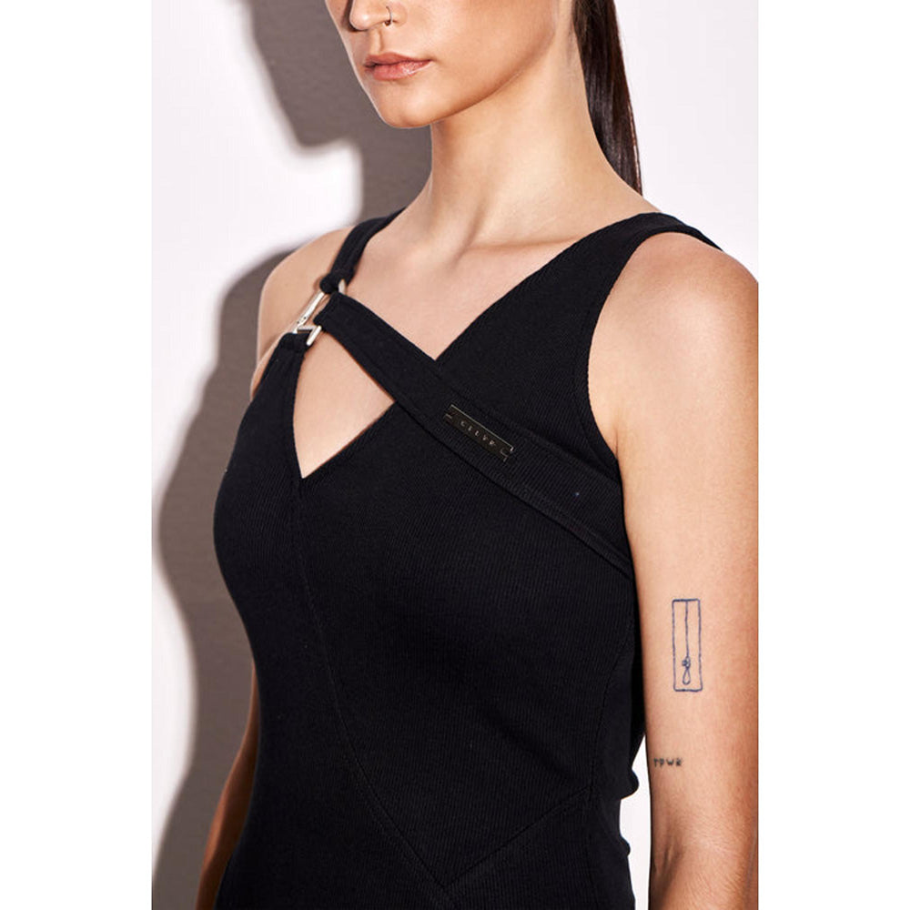 CILVR Asphalt Black Buckle Mini Dress