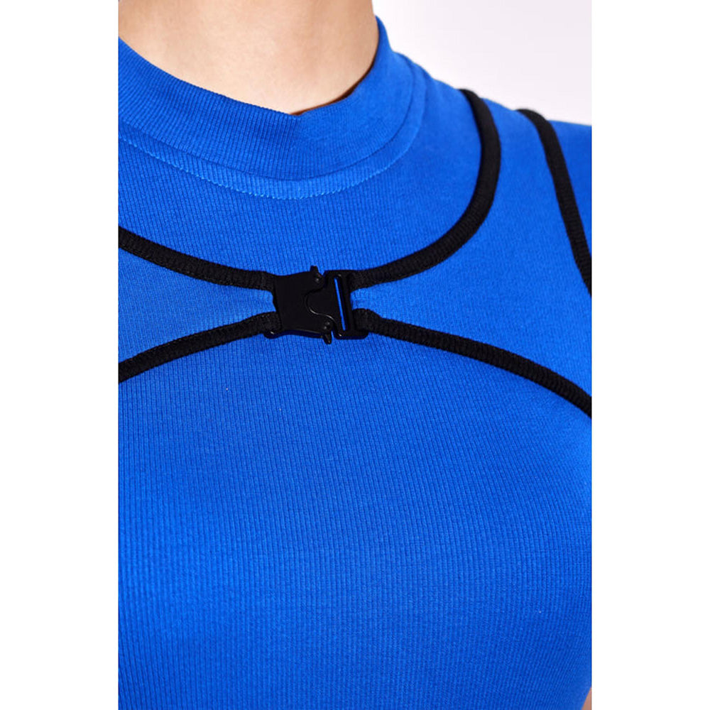 CILVR Chemical Blue Buckle Mini Dress