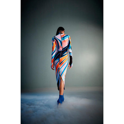 CILVR Fluid Print Bodycon Maxi Dress