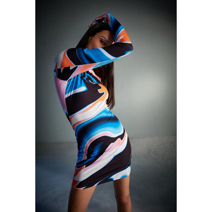 CILVR Fluid Print Jersey Mini Dress