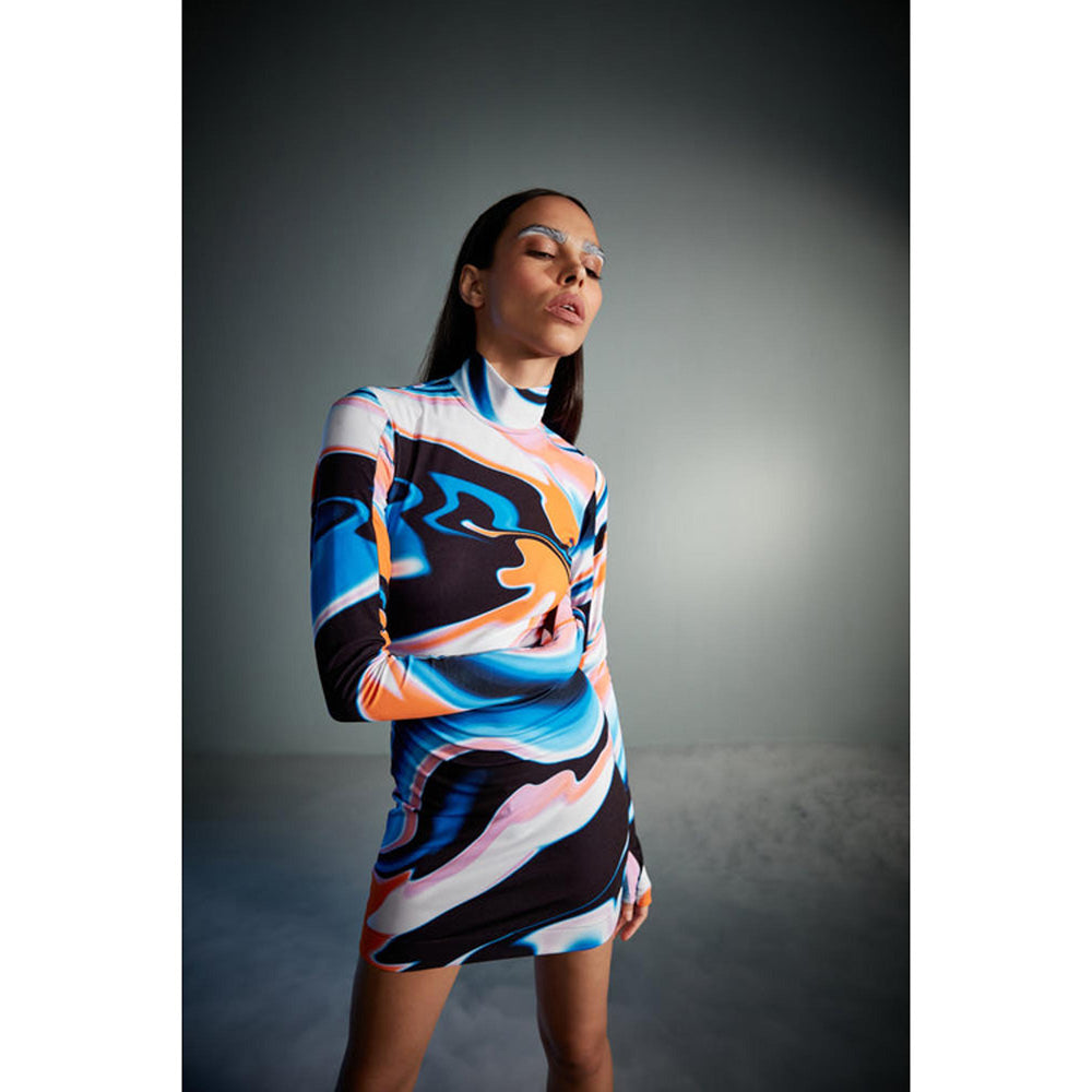 CILVR Fluid Print Jersey Mini Dress