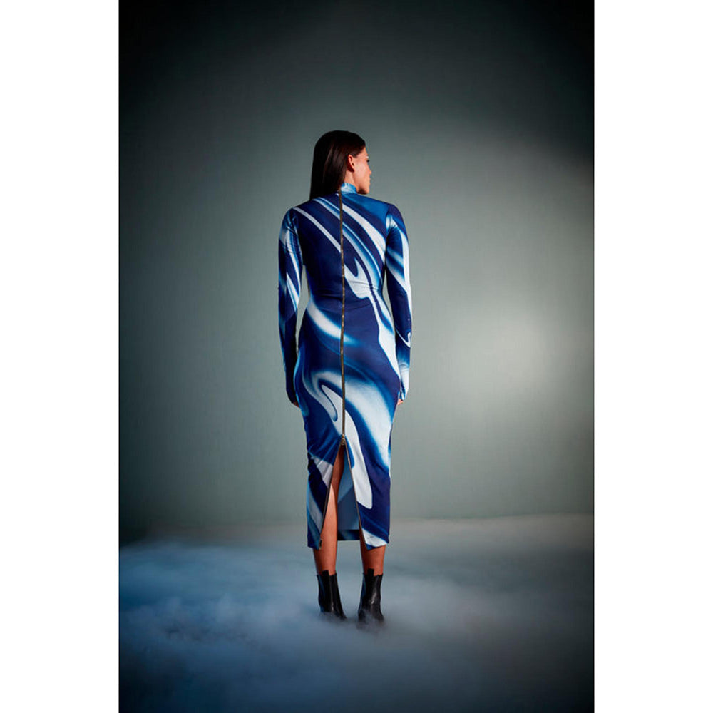 CILVR Sublimation Print Bodycon Midi Dress