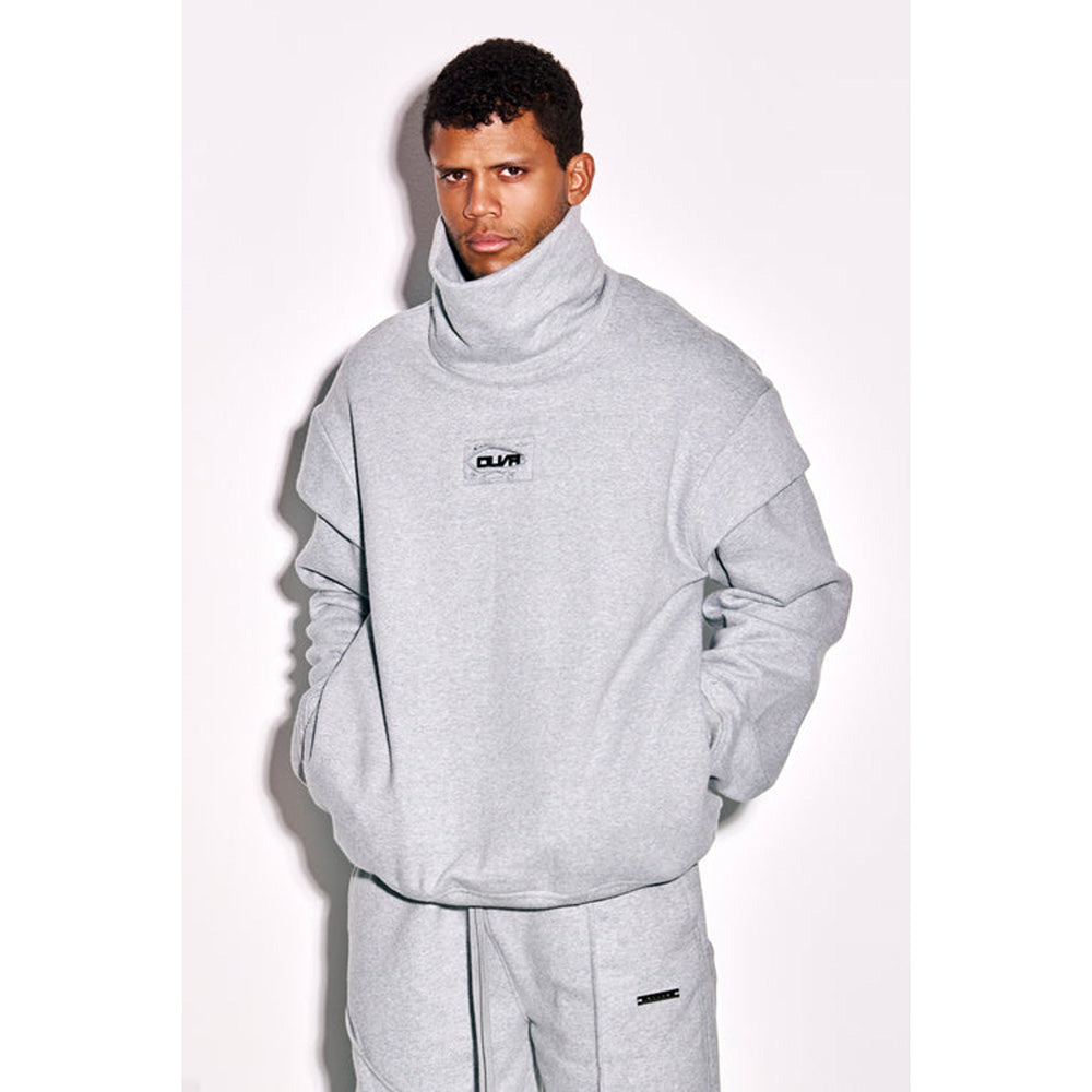 CILVR Men Pale Smoke Turtleneck Sweatshirt