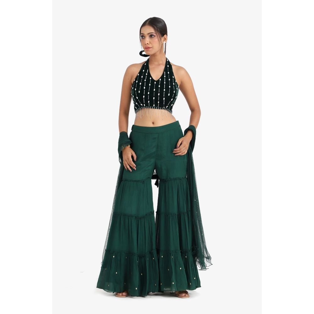 Closet Aura Green Sharara with Dupatta & Blouse