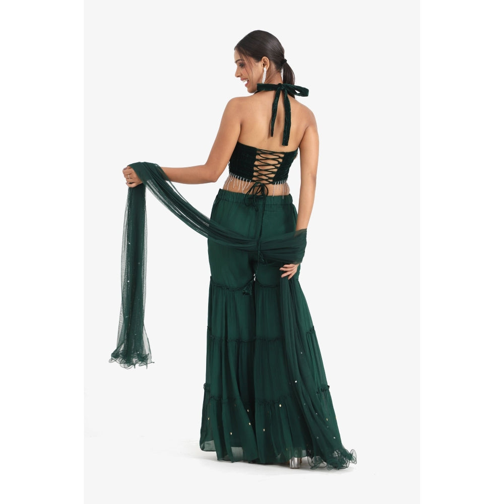 Closet Aura Green Sharara with Dupatta & Blouse