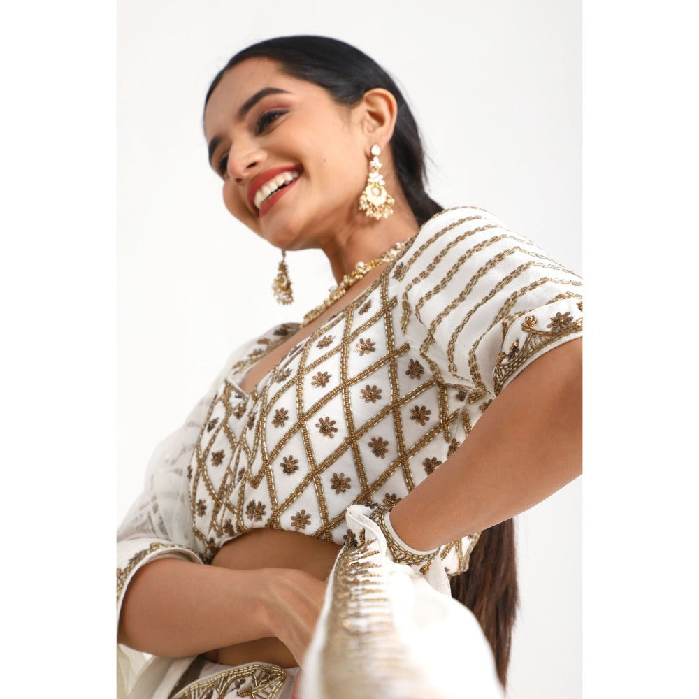 Closet Aura Embellished Lehenga with Blouse & Dupatta (Set of 3)