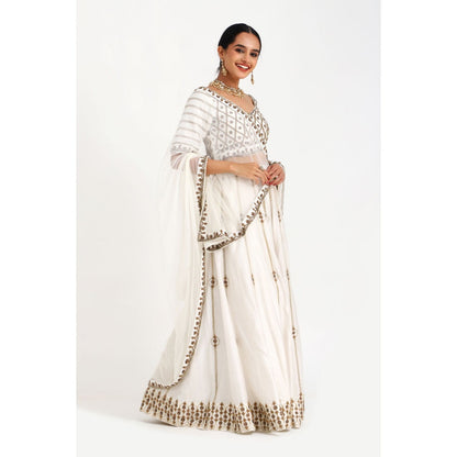 Closet Aura Embellished Lehenga with Blouse & Dupatta (Set of 3)