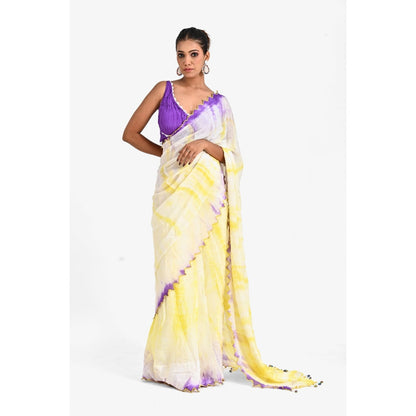 Closet Aura Multi-Color Tie & Dye Saree with Stitched Blouse