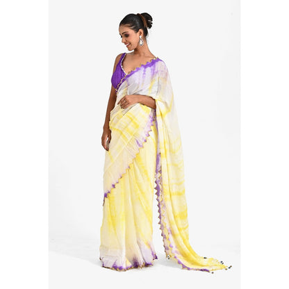 Closet Aura Multi-Color Tie & Dye Saree with Stitched Blouse