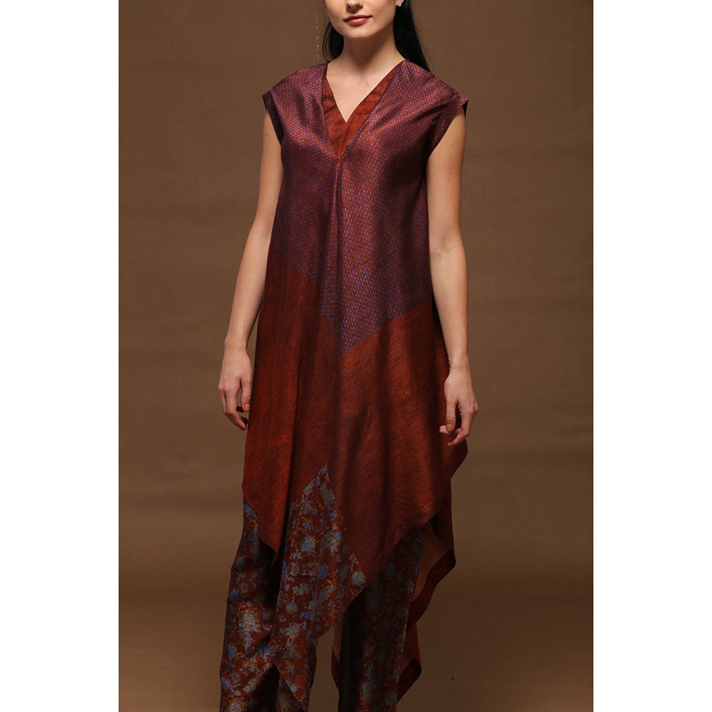 clos Wine Berry Vintage Fall Outfit Kurta with Pant (Set of 2)