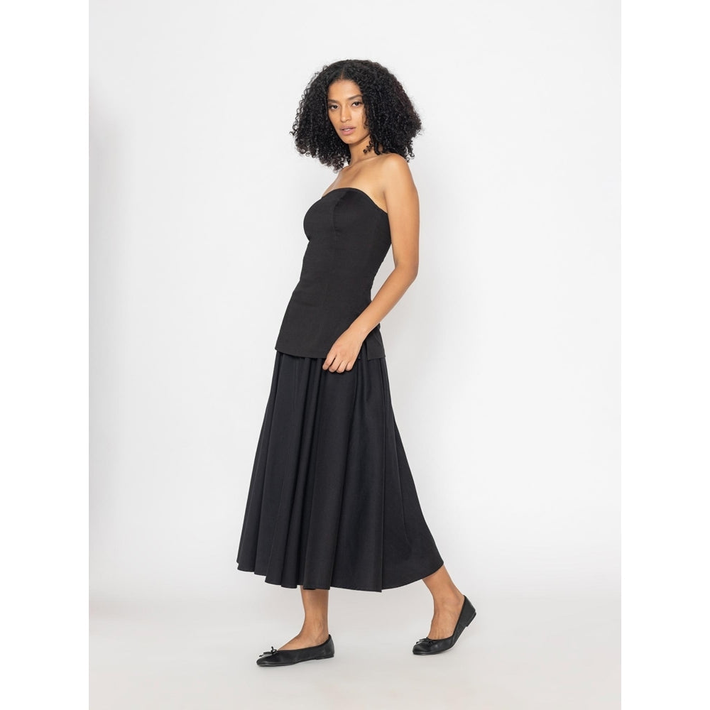 Contemponari Black Deep Currents Skirt Set