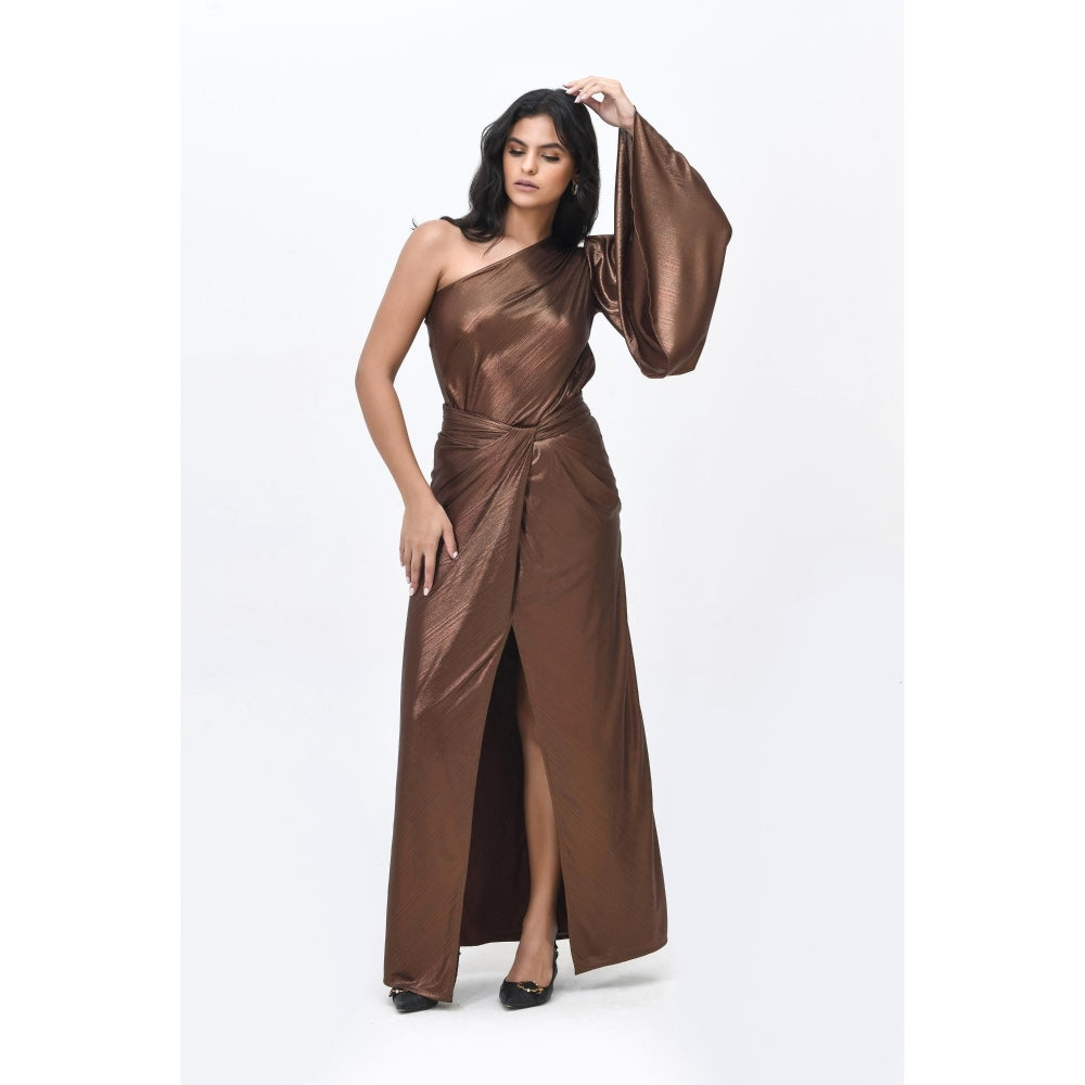 Contemponari Brown Sundowner Textured Skirt and Top
